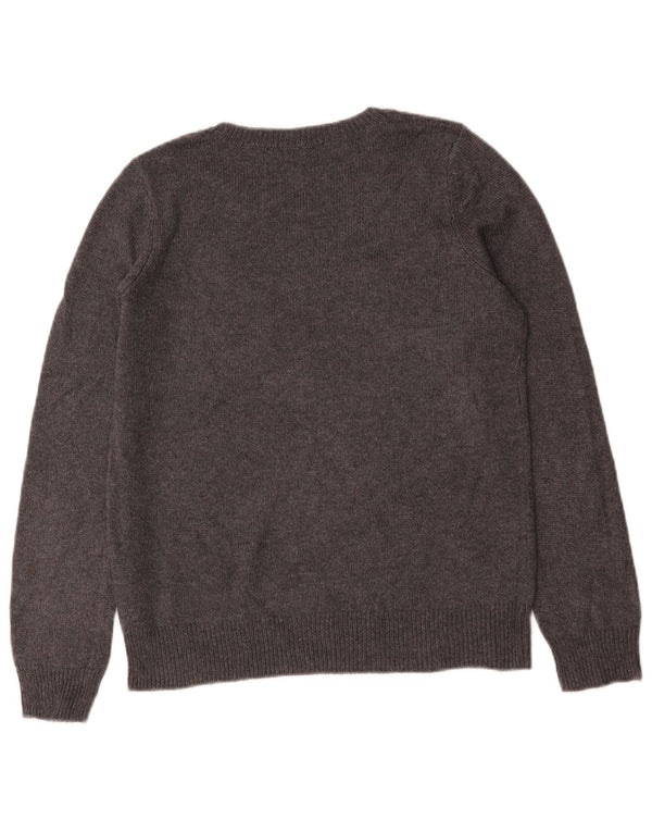 Marks & Spencer Womens Graphic Boat Neck Jumper Sweater UK 10 Small Grey