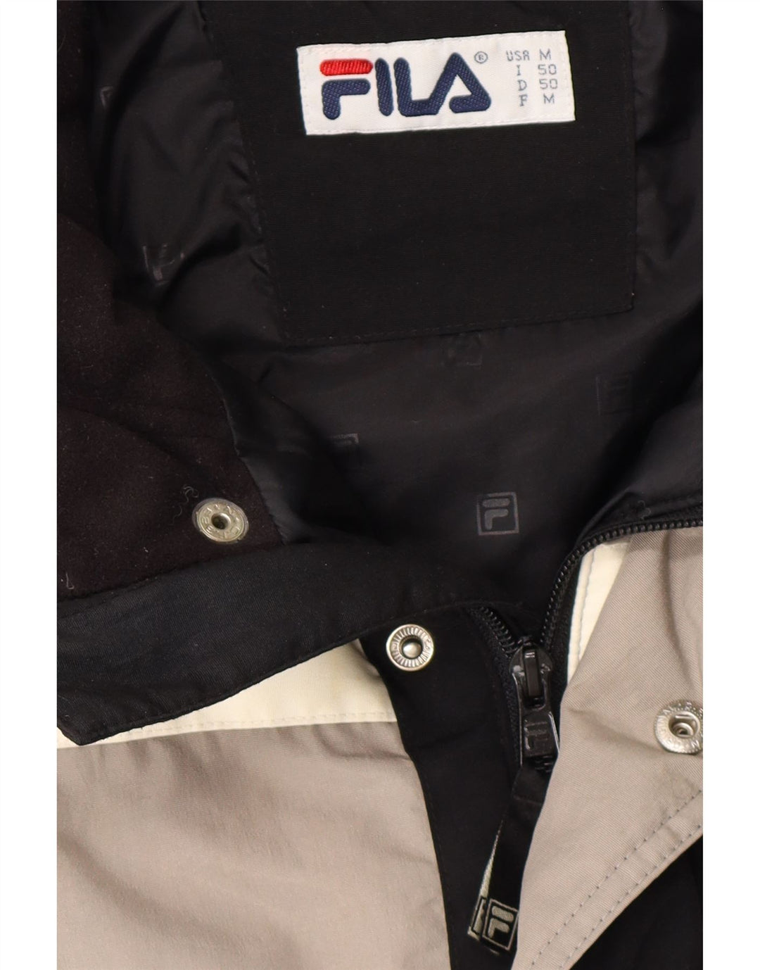 FILA Mens Padded Jacket UK 38 Medium Black Colourblock Polyamide