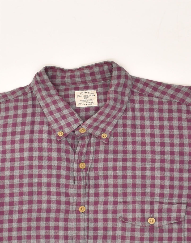 J. CREW Mens Shirt Large Purple Check Cotton | Vintage J. Crew | Thrift | Second-Hand J. Crew | Used Clothing | Messina Hembry 