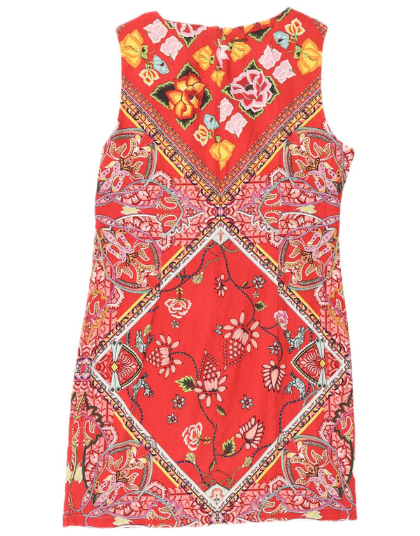 Desigual Womens Sleeveless Sheath Dress EU 44 XL Red Floral Linen