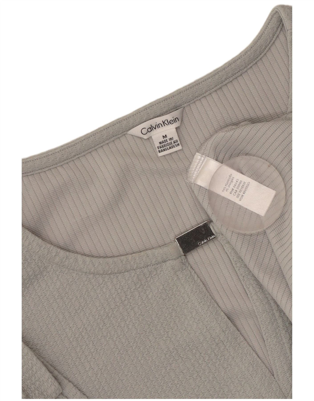 CALVIN KLEIN Womens Blouse Top UK 14 Medium Grey Polyester