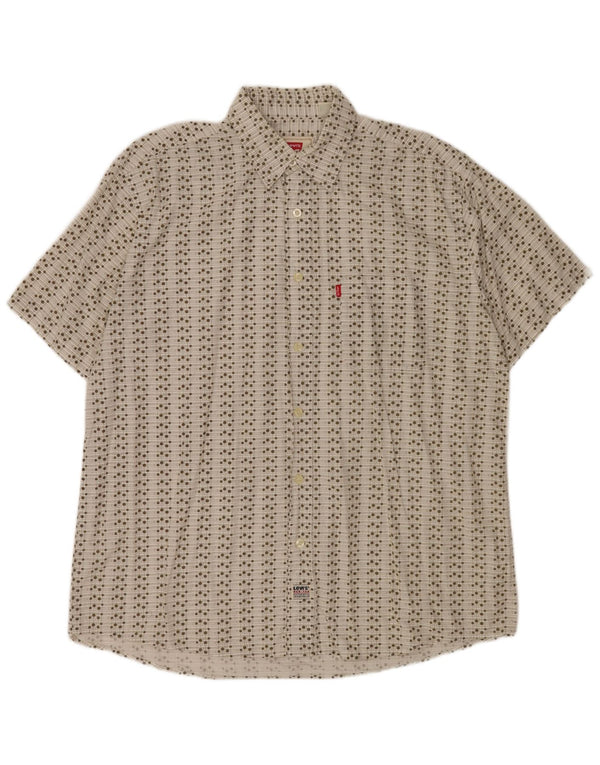 Levi's Mens Short Sleeve Shirt 2XL White Geometric Cotton