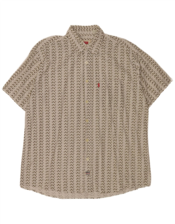 Levi's Mens Short Sleeve Shirt 2XL White Geometric Cotton