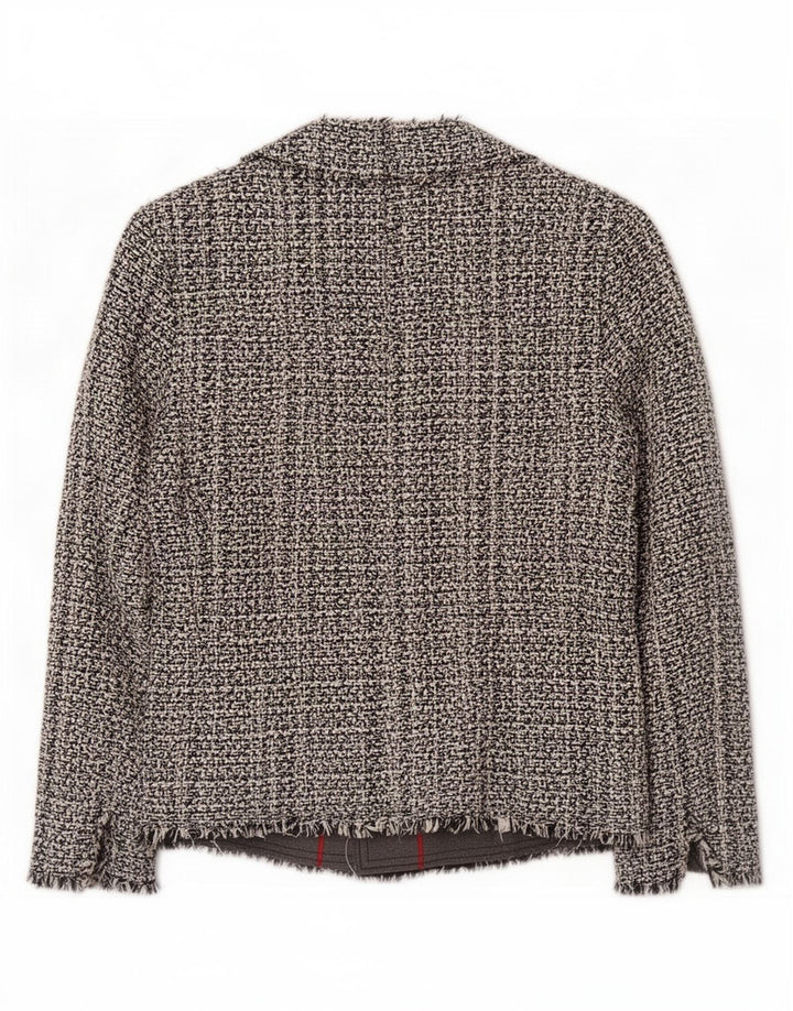 Benetton Womens Blazer Jacket UK 14 Large Grey Flecked Cotton