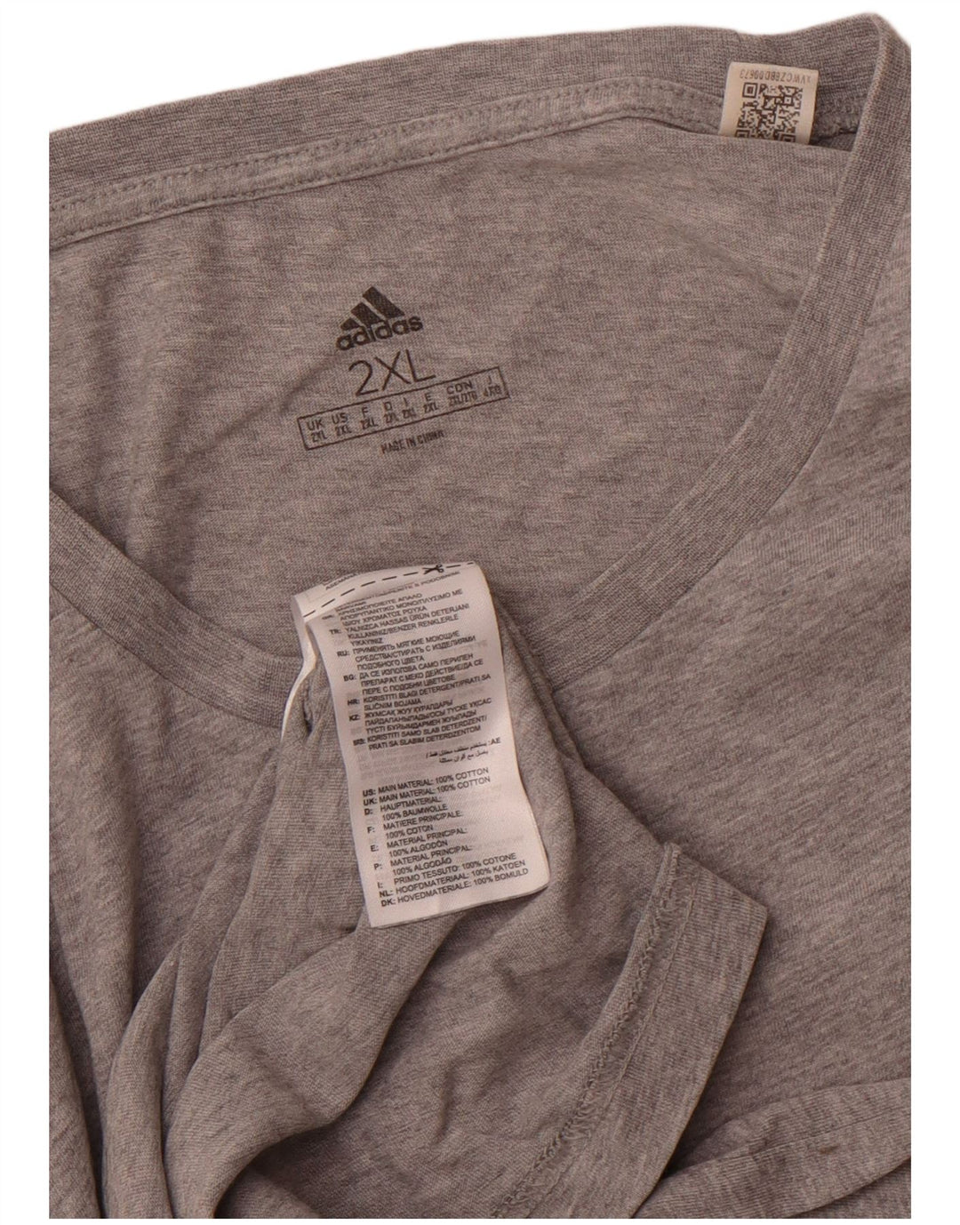 ADIDAS Mens T-Shirt Top 2XL Grey Cotton