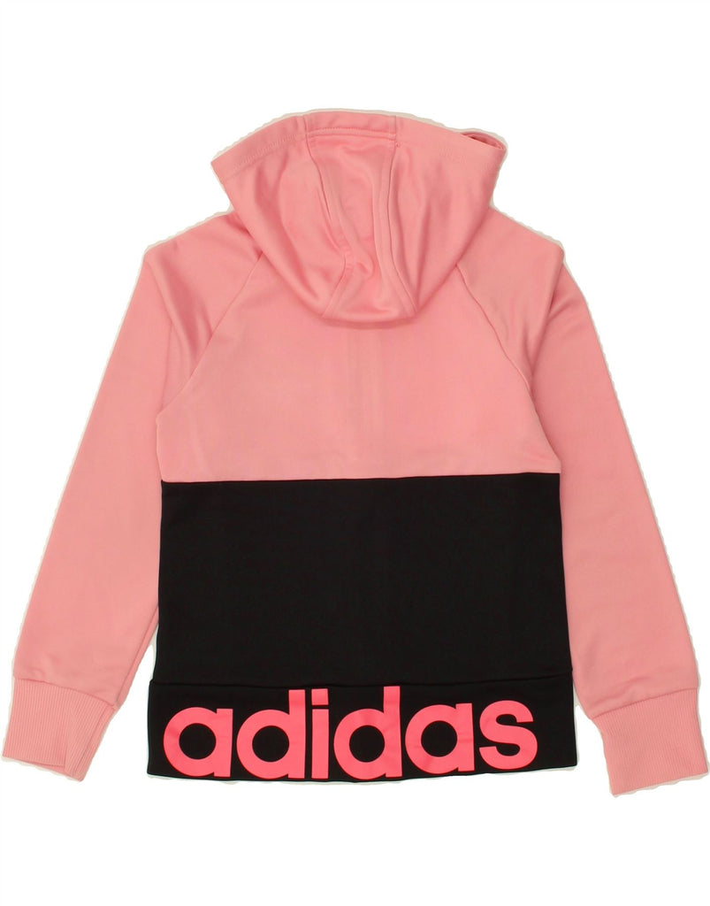 ADIDAS Girls Graphic Zip Hoodie Sweater 9-10 Years Pink Colourblock | Vintage Adidas | Thrift | Second-Hand Adidas | Used Clothing | Messina Hembry 