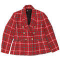 Zara Womens Double Breasted Blazer Jacket UK 18 XL Red Check