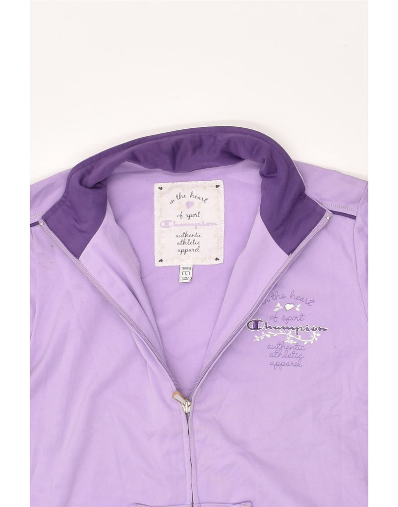 CHAMPION Girls Tracksuit Top Jacket 11-12 Years Large Purple Polyester | Vintage Champion | Thrift | Second-Hand Champion | Used Clothing | Messina Hembry 