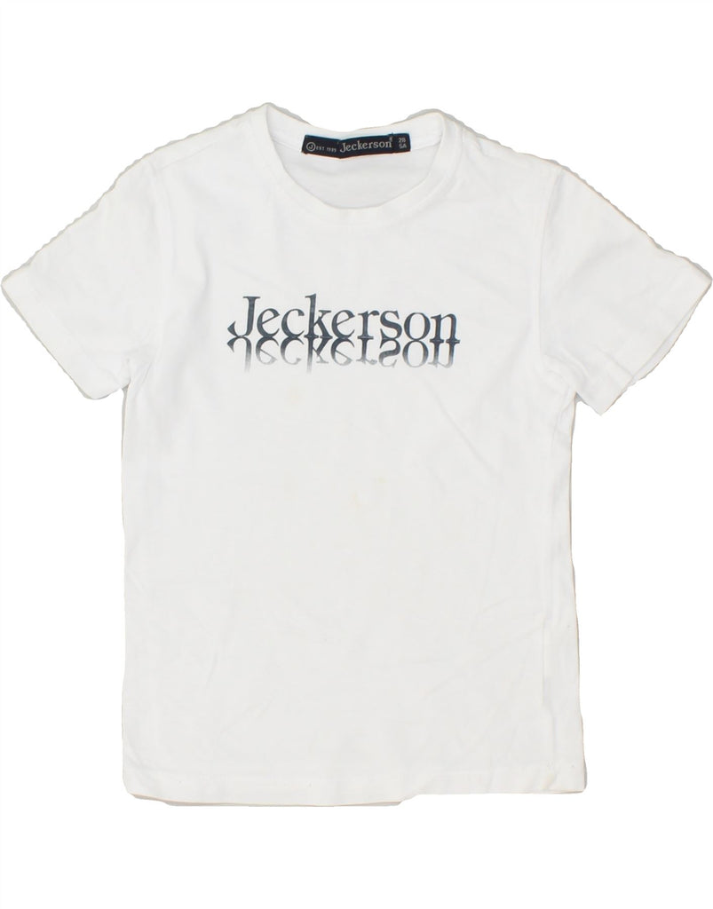 JECKERSON Boys Graphic T-Shirt Top 4-5 Years White | Vintage Jeckerson | Thrift | Second-Hand Jeckerson | Used Clothing | Messina Hembry 