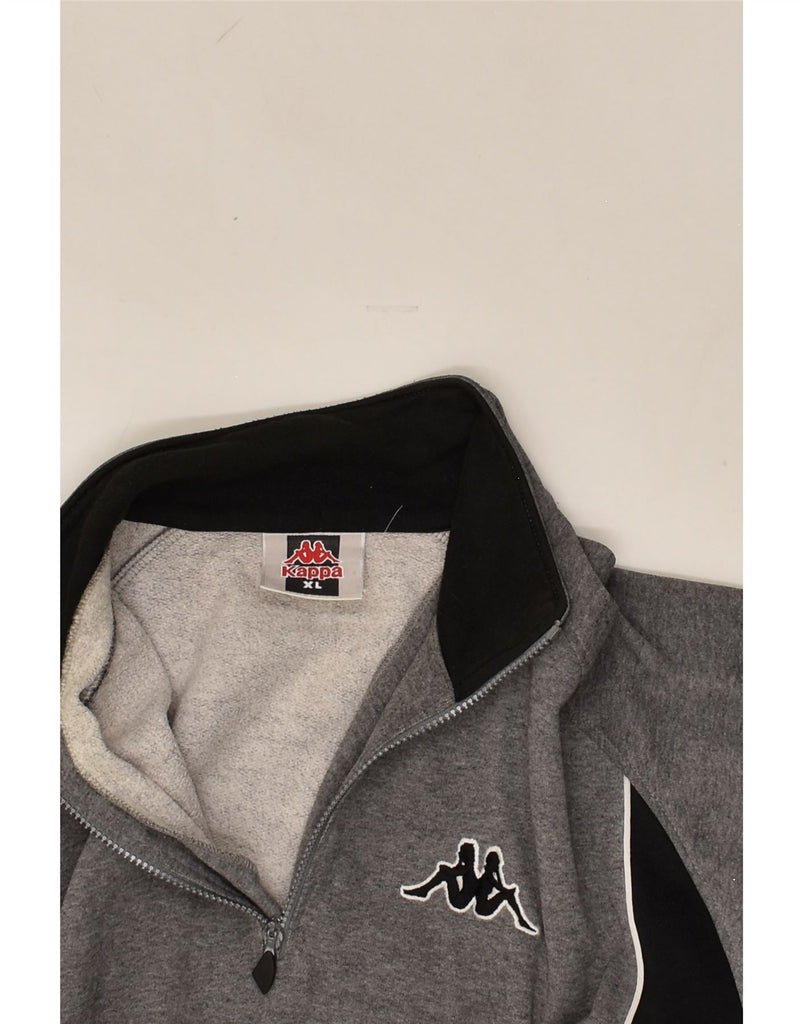 KAPPA Mens Zip Neck Sweatshirt Jumper XL Grey Colourblock Cotton | Vintage Kappa | Thrift | Second-Hand Kappa | Used Clothing | Messina Hembry 