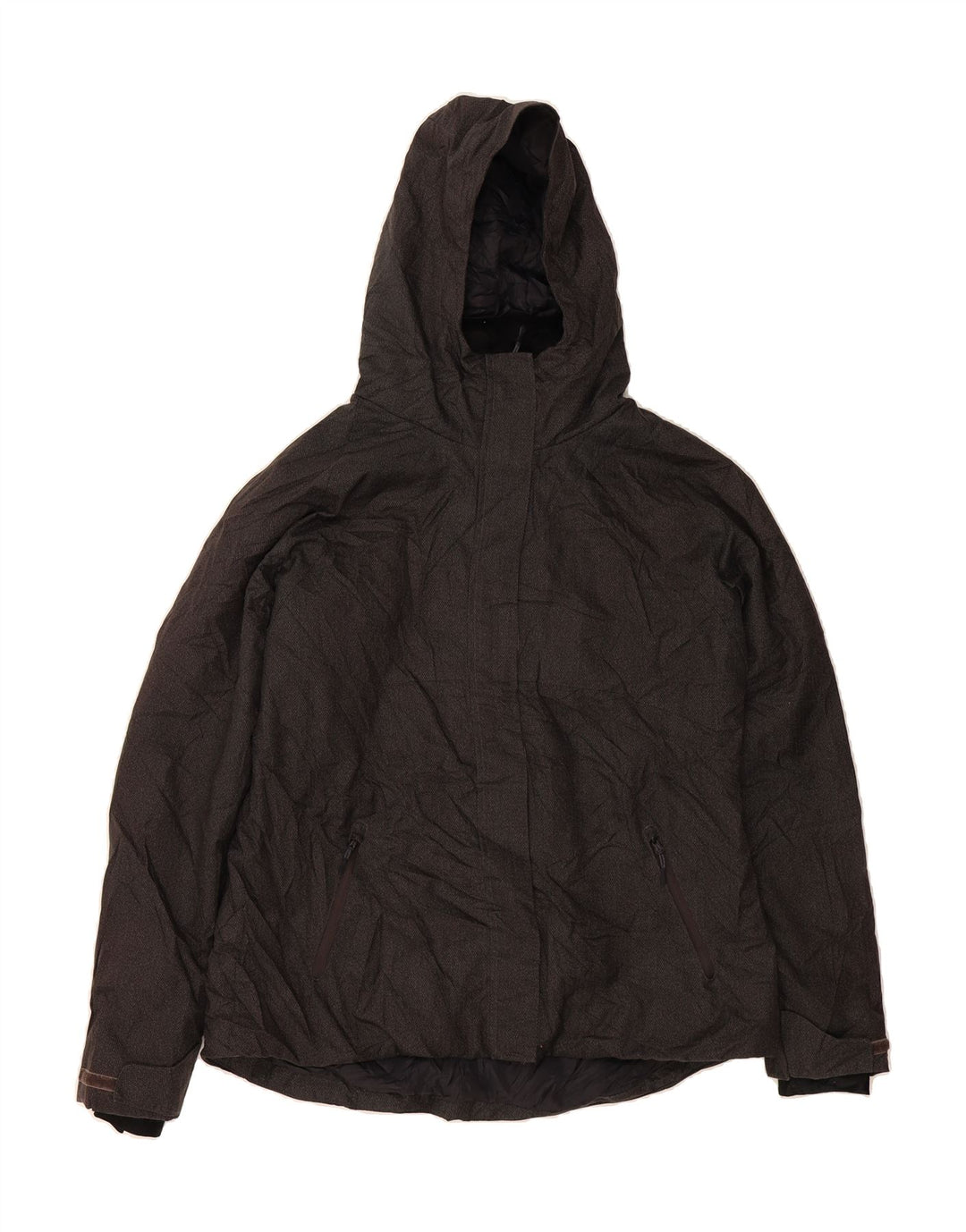 CHAMPION Womens Hooded Rain Jacket UK 16 Large Black Polyester Vintage Champion and Second-Hand Champion from Messina Hembry 