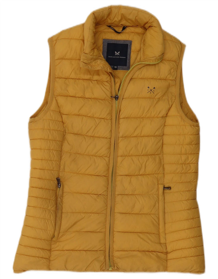 CREW CLOTHING Womens Padded Gilet UK 10 Small Yellow Nylon