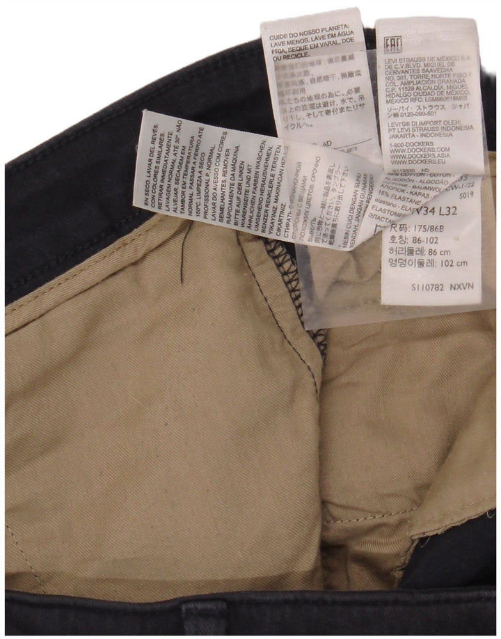 DOCKERS Mens Straight Chino Trousers W34 L27 Navy Blue Cotton