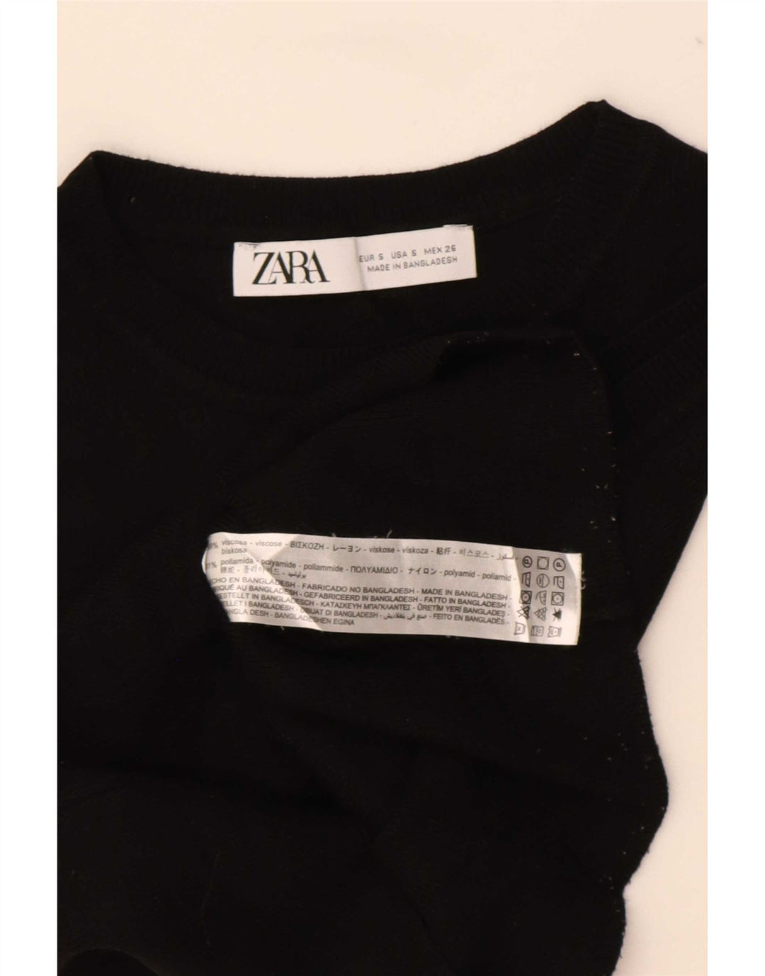 Zara Womens Crop Vest Top UK 8 Small Black Viscose