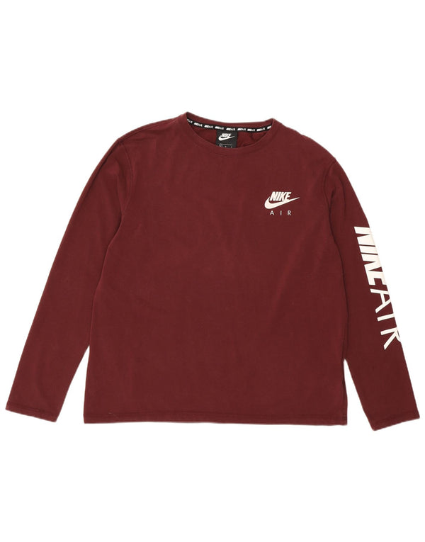Nike Womens Air Graphic Top Long Sleeve UK 14 Medium Burgundy Cotton