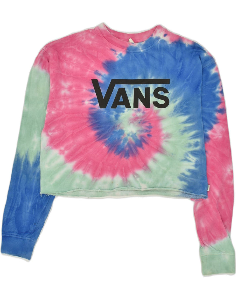 VANS Womens Crop Sweatshirt Jumper UK 14 Medium Pink Tie Dye | Vintage Vans | Thrift | Second-Hand Vans | Used Clothing | Messina Hembry 