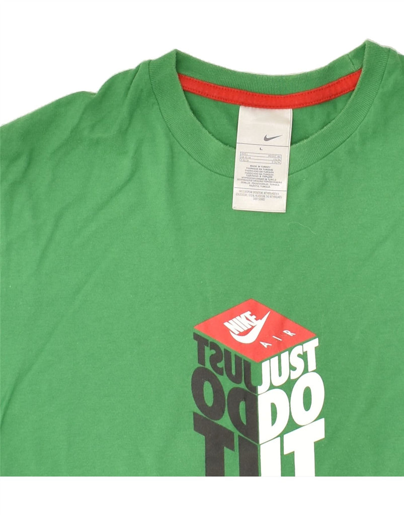 NIKE Mens Graphic T-Shirt Top UK 42/44 Large Green Cotton | Vintage Nike | Thrift | Second-Hand Nike | Used Clothing | Messina Hembry 