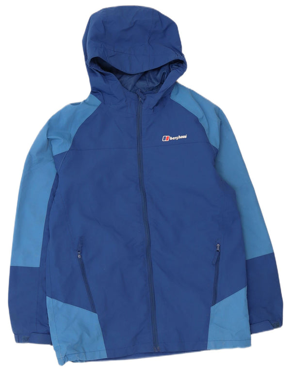 Berghaus Boys Hooded Rain Jacket 12-13 Years Blue Colourblock Polyamide