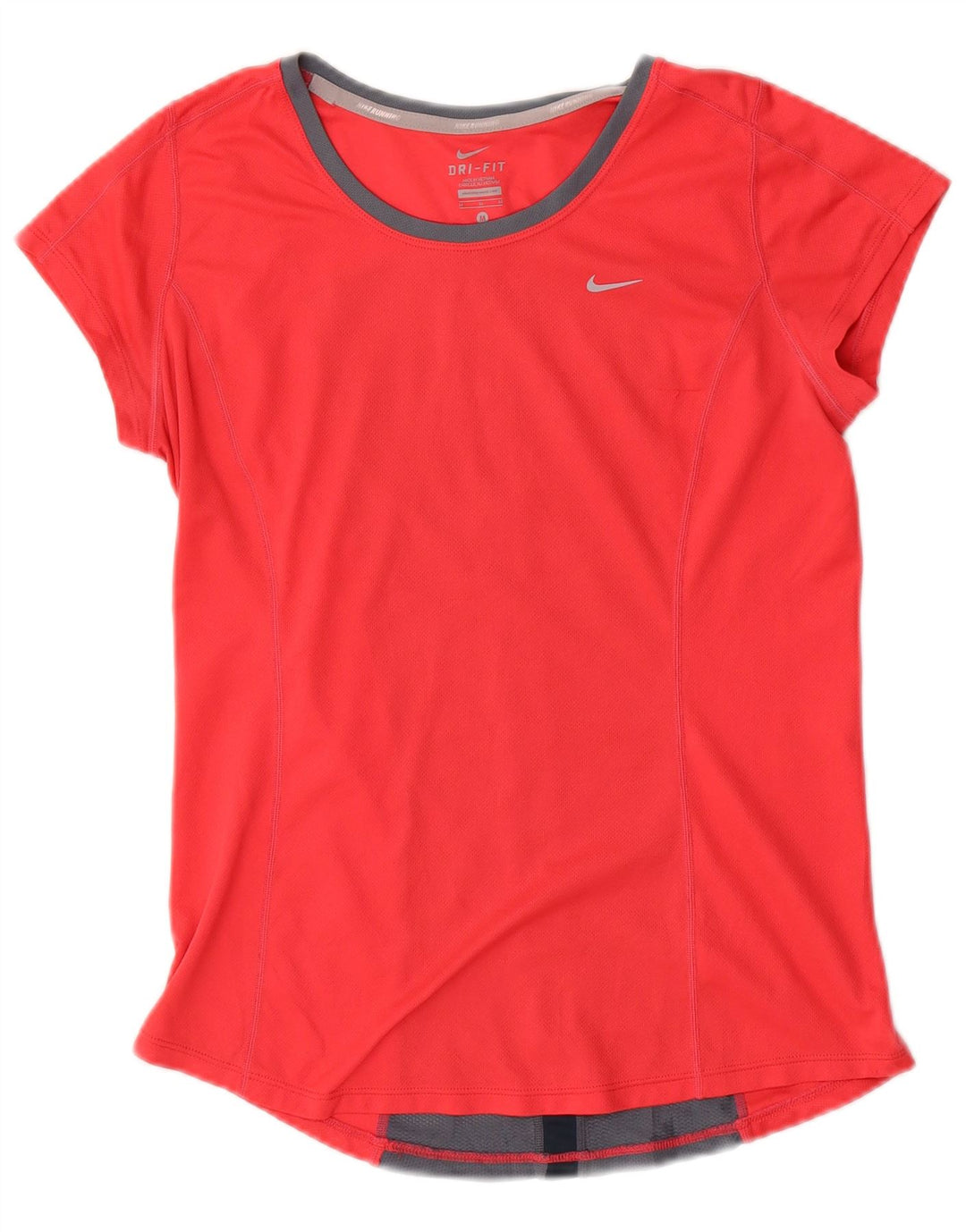 NIKE Womens Dri Fit T-Shirt Top UK 12 Medium Red Colourblock