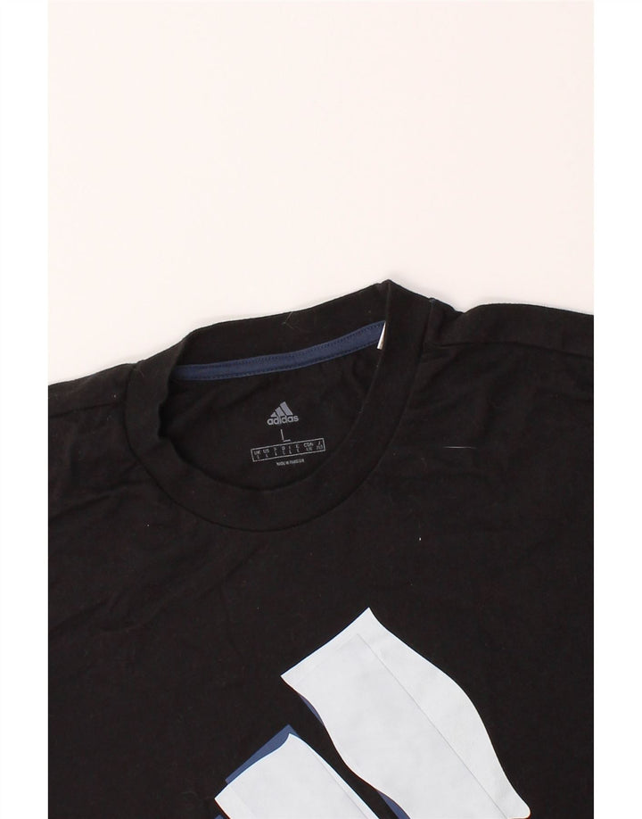 ADIDAS Mens Graphic T-Shirt Top Large Black Cotton Vintage Adidas and Second-Hand Adidas from Messina Hembry 