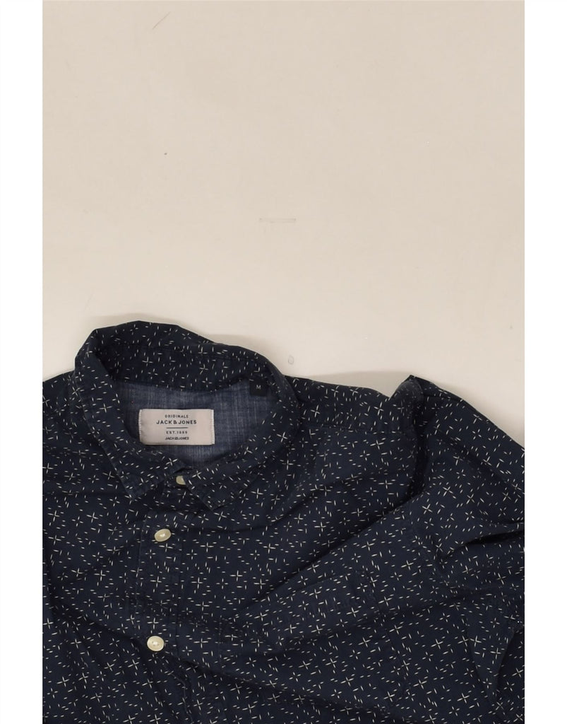 JACK & JONES Mens Abstract Pattern Shirt Medium Navy Blue Flecked Cotton | Vintage Jack & Jones | Thrift | Second-Hand Jack & Jones | Used Clothing | Messina Hembry 