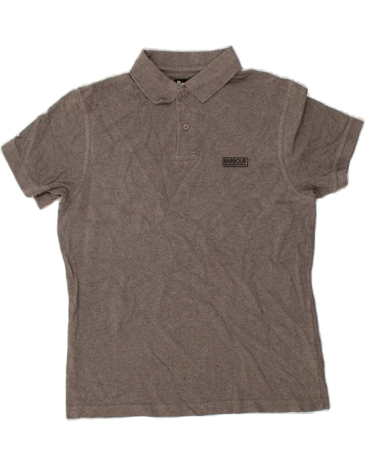 BARBOUR Womens Polo Shirt UK 14 Medium Grey Cotton Vintage Barbour and Second-Hand Barbour from Messina Hembry 