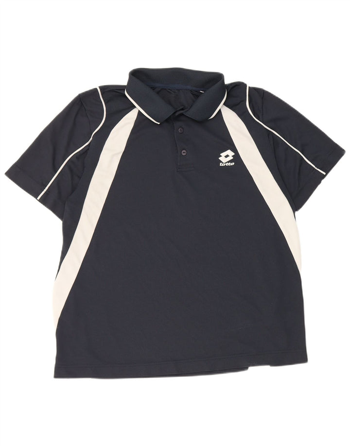 Lotto Mens Polo Shirt Medium Navy Blue Colourblock Polyester