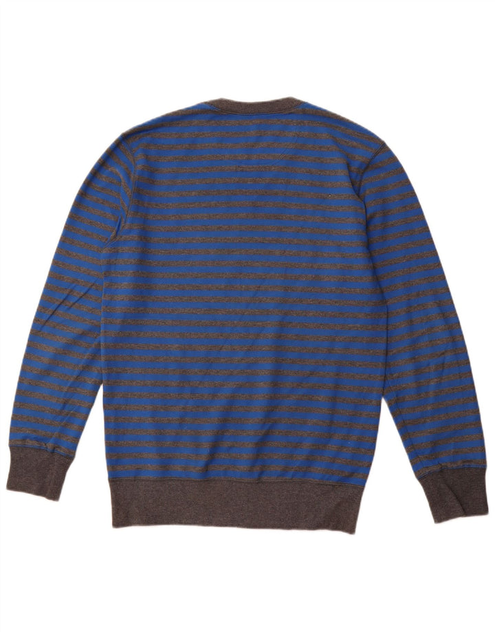REEBOK Mens Sweatshirt Jumper Small Blue Striped Cotton