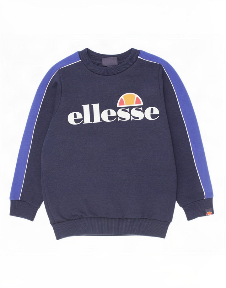 Ellesse Boys Graphic Sweatshirt Jumper 5-6 Years Navy Blue Colourblock