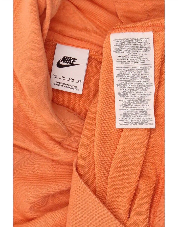 NIKE Mens Hoodie Jumper XS Orange Cotton