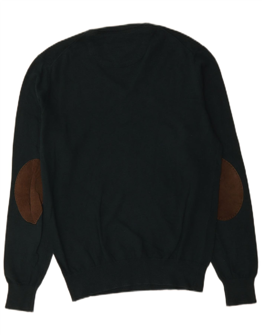 Massimo Dutti Mens V-Neck Jumper Sweater Small Green Cotton