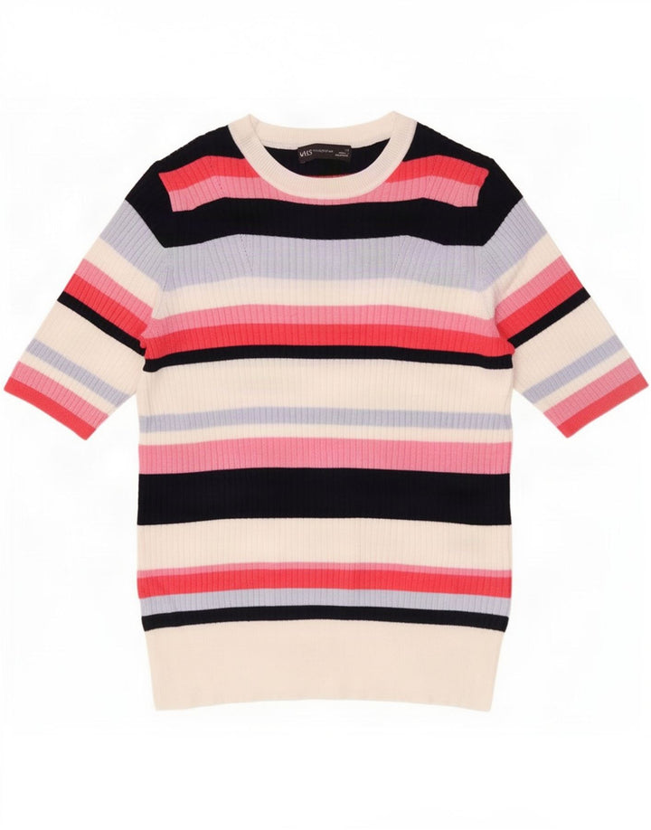 Marks & Spencer Womens T-Shirt Top UK 14 Medium Multicoloured Striped