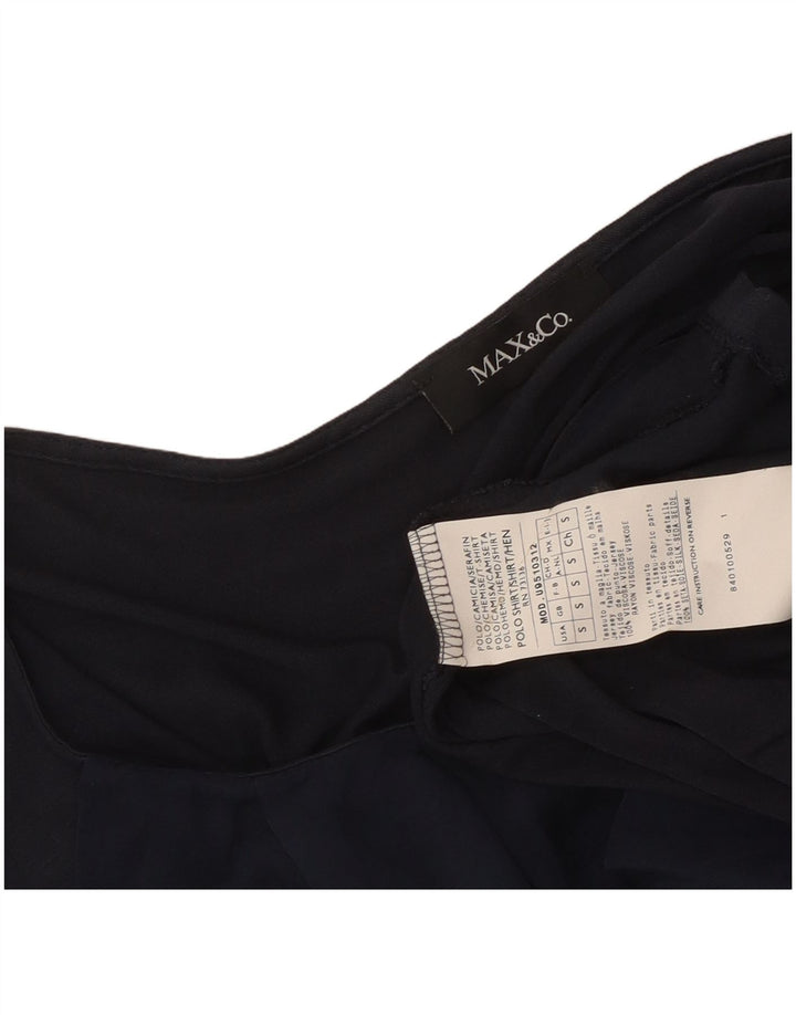 Max & Co. Womens Blouse Top UK 8 Small Navy Blue Viscose
