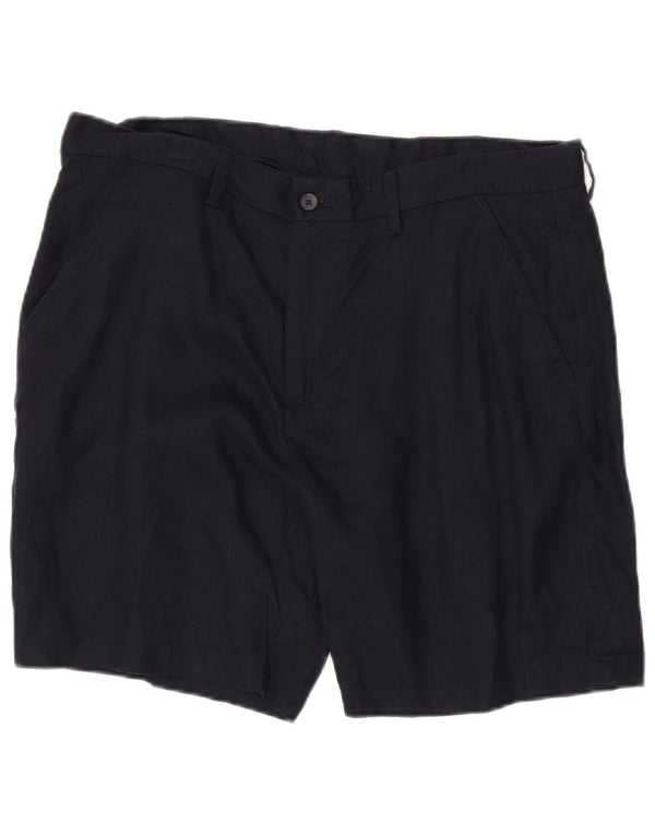 Zara Mens Chino Shorts XL W34 Navy Blue Linen