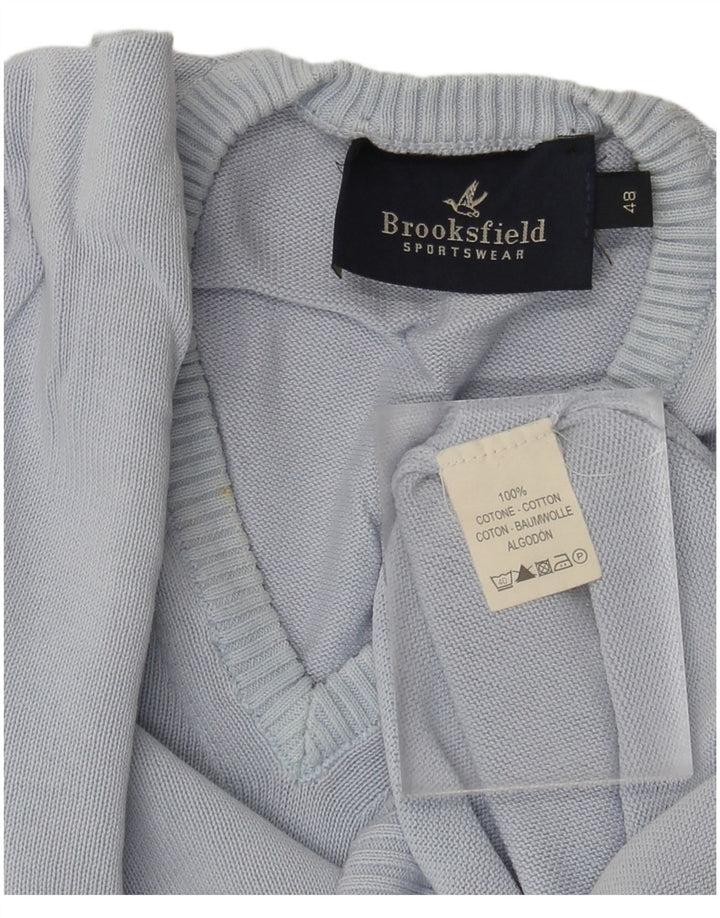 Brooksfield Womens V-Neck Jumper Sweater IT 48 XL Blue Cotton