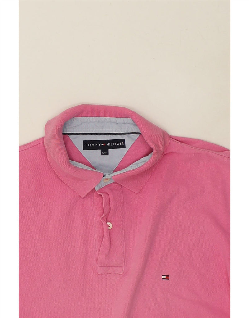 TOMMY HILFIGER Mens Polo Shirt Large Pink Cotton | Vintage Tommy Hilfiger | Thrift | Second-Hand Tommy Hilfiger | Used Clothing | Messina Hembry 