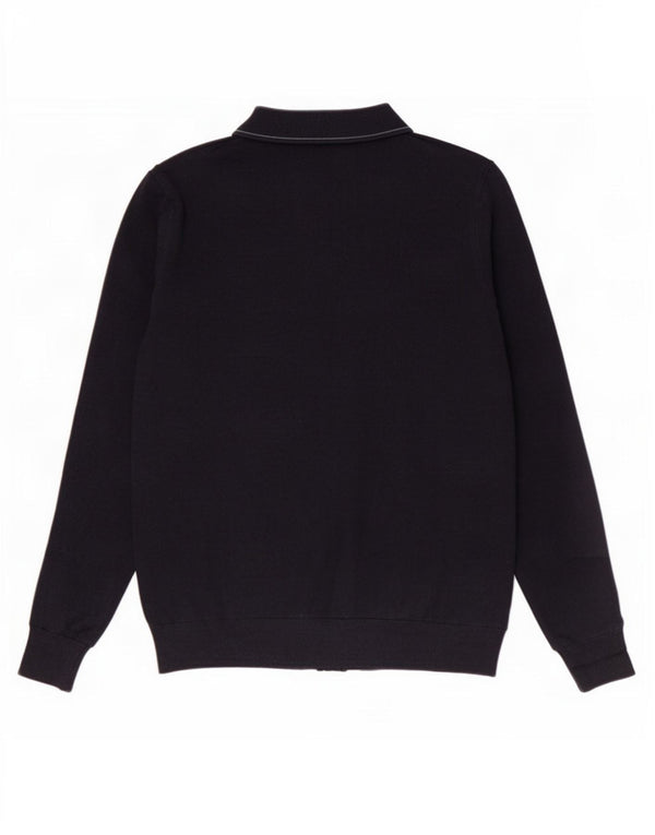 Marks & Spencer Mens Polo Neck Jumper Sweater Medium Navy Blue Cotton