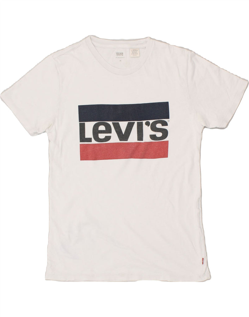 LEVI'S Womens Graphic T-Shirt Top UK 6 XS White | Vintage Levi's | Thrift | Second-Hand Levi's | Used Clothing | Messina Hembry 