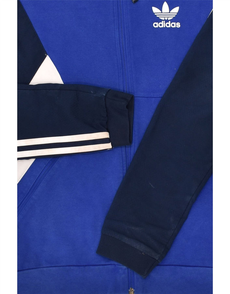 ADIDAS Mens Zip Hoodie Sweater XS Blue Colourblock Cotton | Vintage Adidas | Thrift | Second-Hand Adidas | Used Clothing | Messina Hembry 