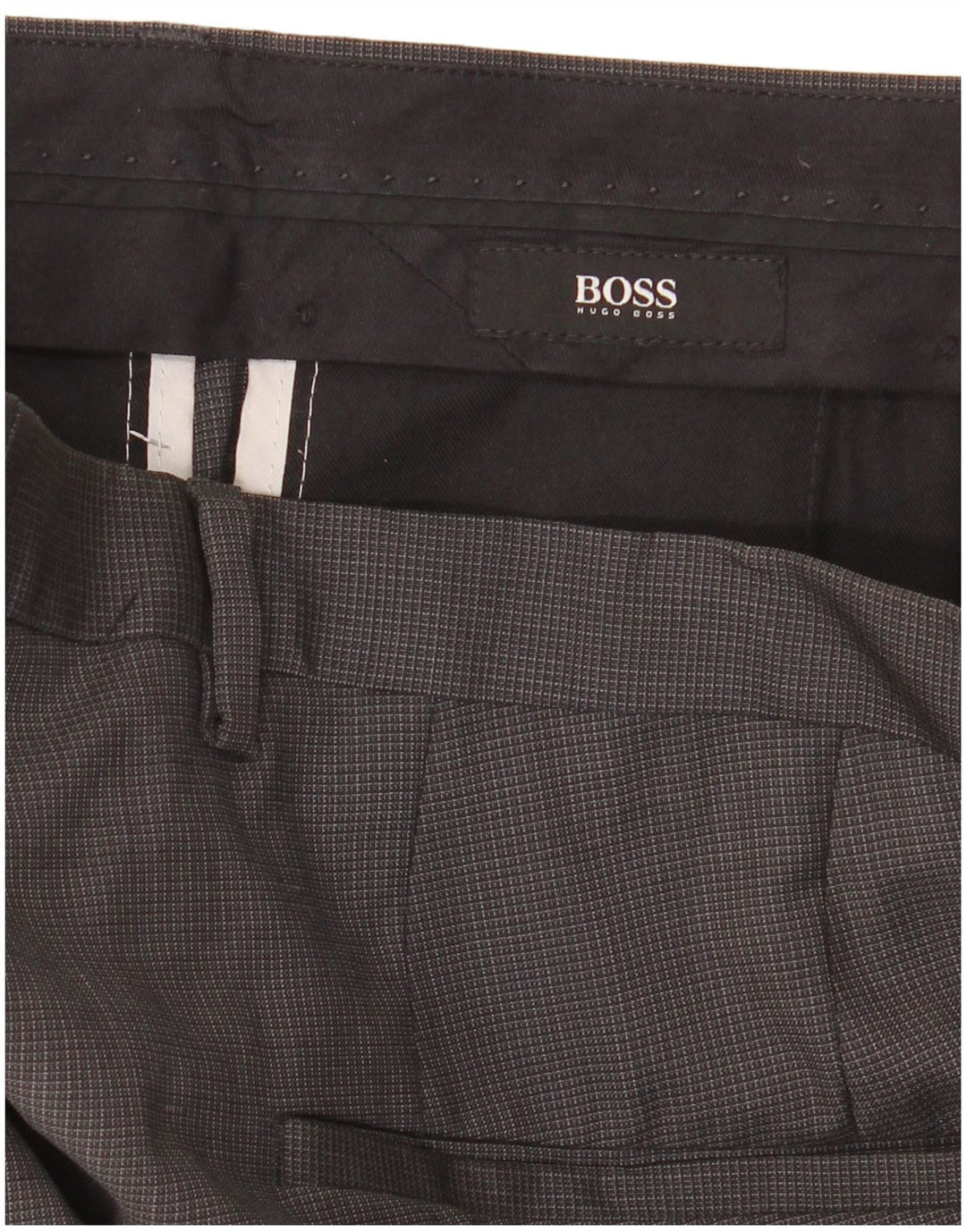 Hugo Boss Mens Straight Suit Trousers IT 48 Medium W34 L30 Grey Gingham
