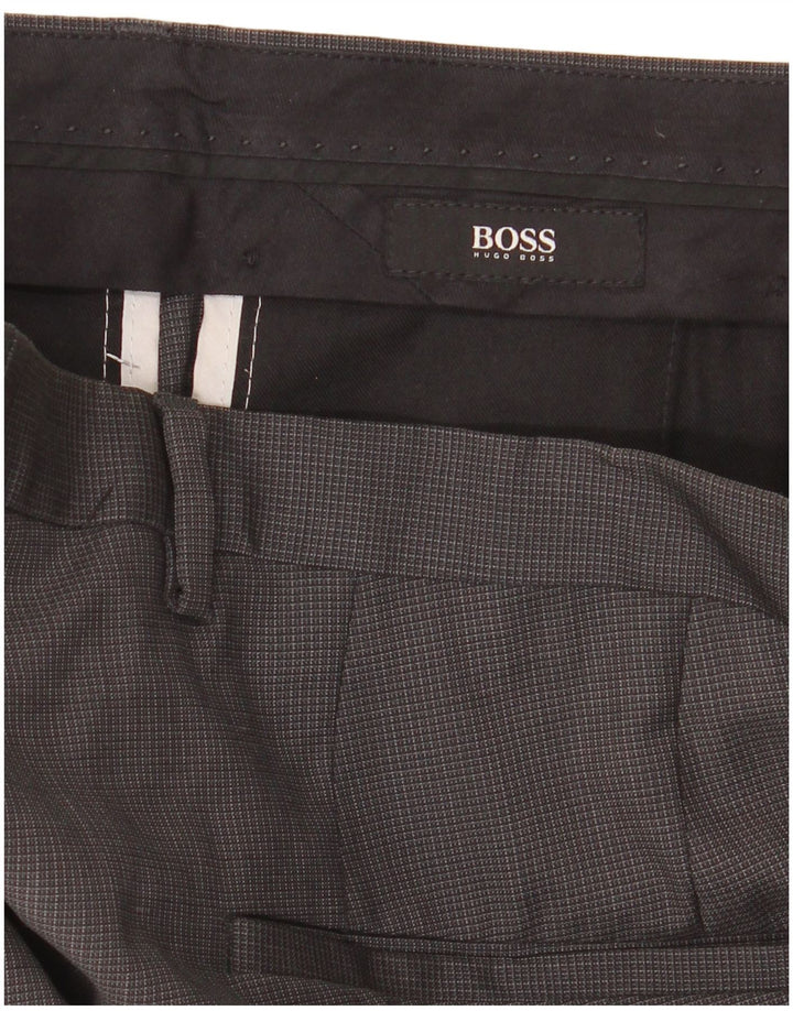 Hugo Boss Mens Straight Suit Trousers IT 48 Medium W34 L30 Grey Gingham