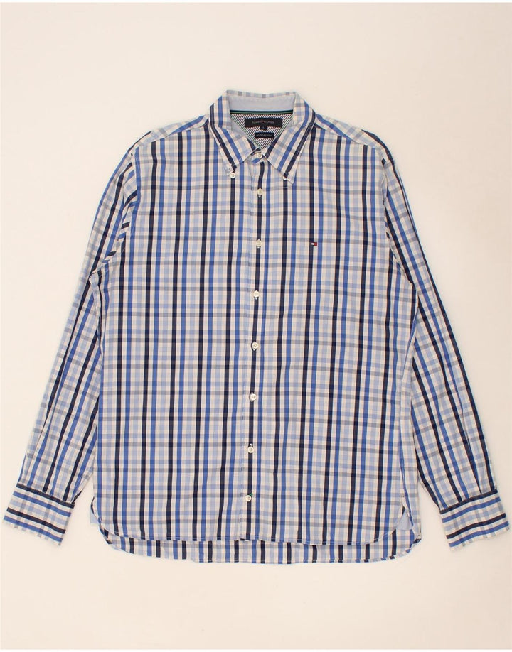 TOMMY HILFIGER Mens Shirt Large Blue Check Cotton Vintage Tommy Hilfiger and Second-Hand Tommy Hilfiger from Messina Hembry 