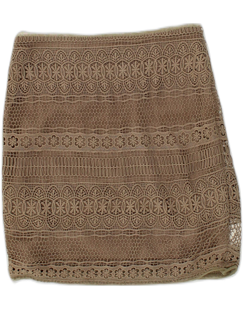 MASSIMO DUTTI Womens Lace Straight Skirt W27 Small Brown Cotton | Vintage Massimo Dutti | Thrift | Second-Hand Massimo Dutti | Used Clothing | Messina Hembry 