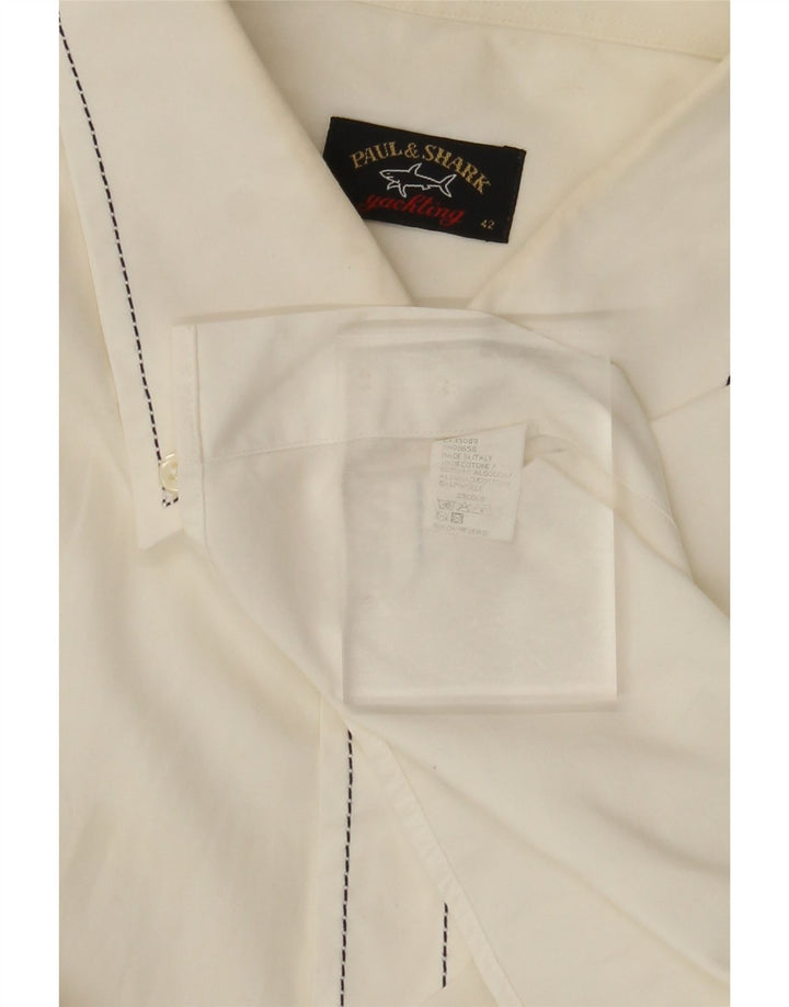 PAUL & SHARK Mens Yachting Shirt Size 42 Large White Cotton