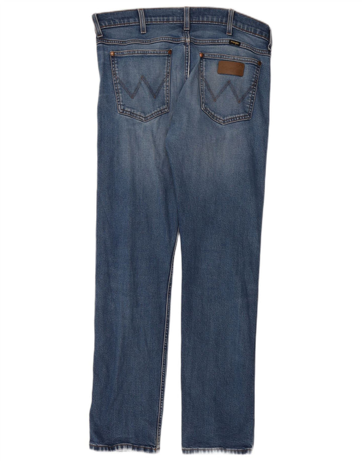 Wrangler Mens Straight Jeans W33 L32 Blue Cotton