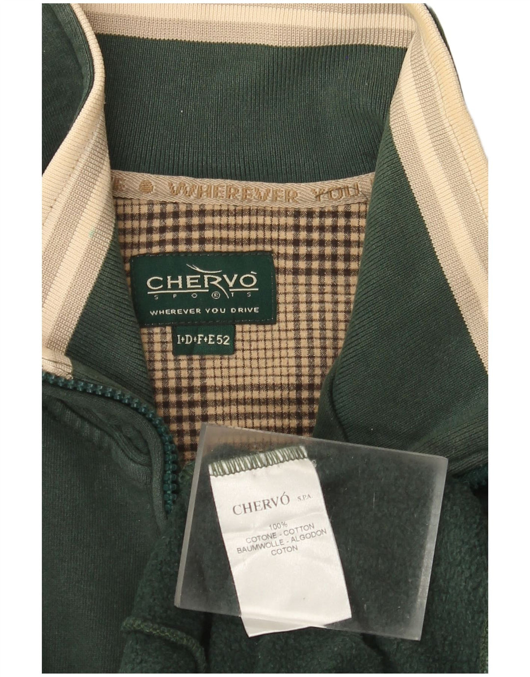 Chervo Mens Graphic Tracksuit Top Jacket IT 52 Large Green Cotton