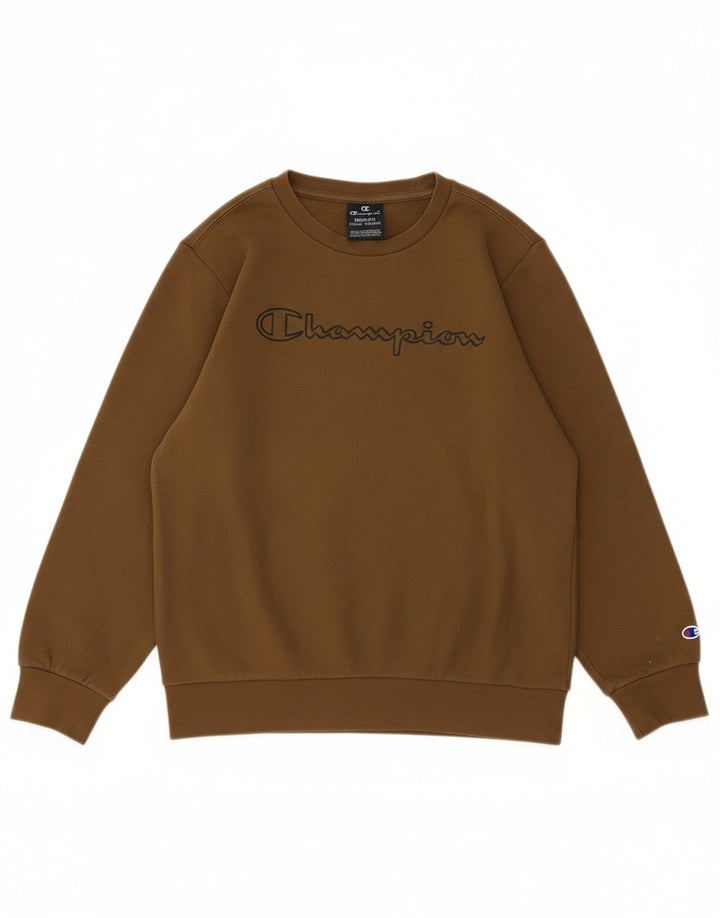 CHAMPION Boys Graphic Sweatshirt Jumper 9-10 Years Medium Brown Sports