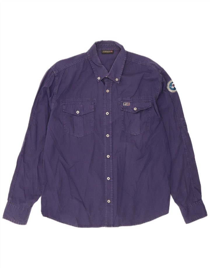 NAPAPIJRI Mens Shirt XL Navy Blue Cotton