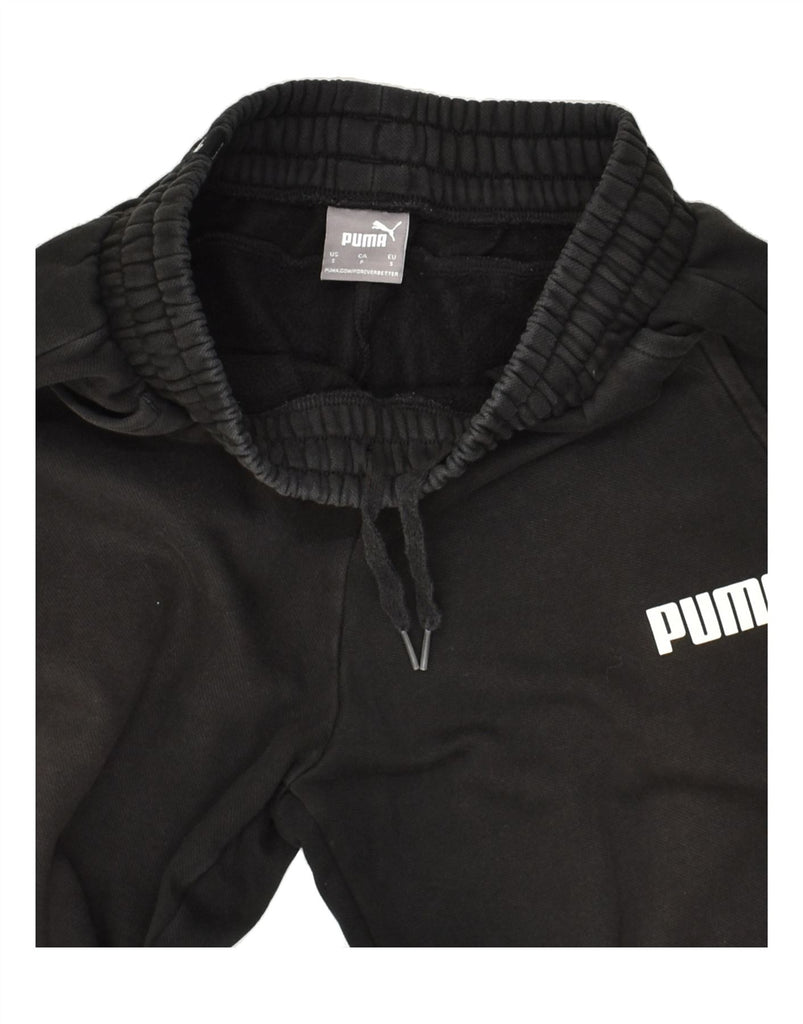 PUMA Mens Graphic Tracksuit Trousers Joggers Small Black Cotton | Vintage Puma | Thrift | Second-Hand Puma | Used Clothing | Messina Hembry 