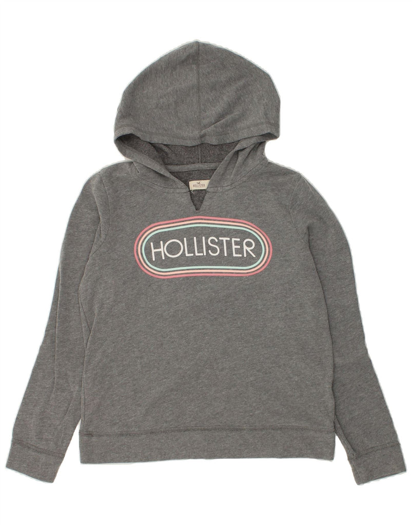 HOLLISTER Womens Graphic Hoodie Jumper UK 14 Large Grey Cotton | Vintage Hollister | Thrift | Second-Hand Hollister | Used Clothing | Messina Hembry 